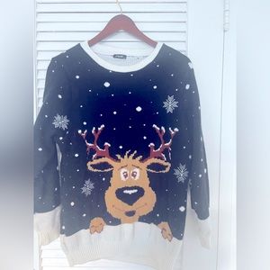 Ugly Christmas sweater, Reindeer, snowflakes decor, size S/M-see foto